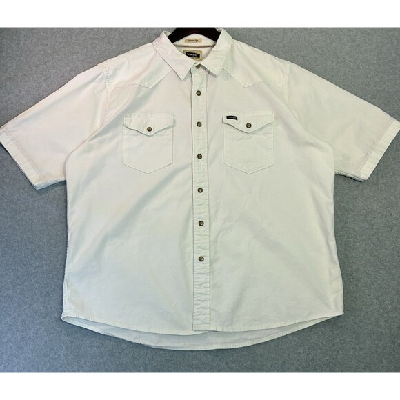 Wrangler Mens XL White Short Sleeve Western Button Shirt Pigment Dye - Picture 1 of 6